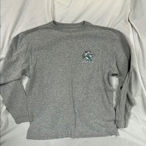 Crown & Ivy Gray Long Sleeve Shirt with fishing Graphic